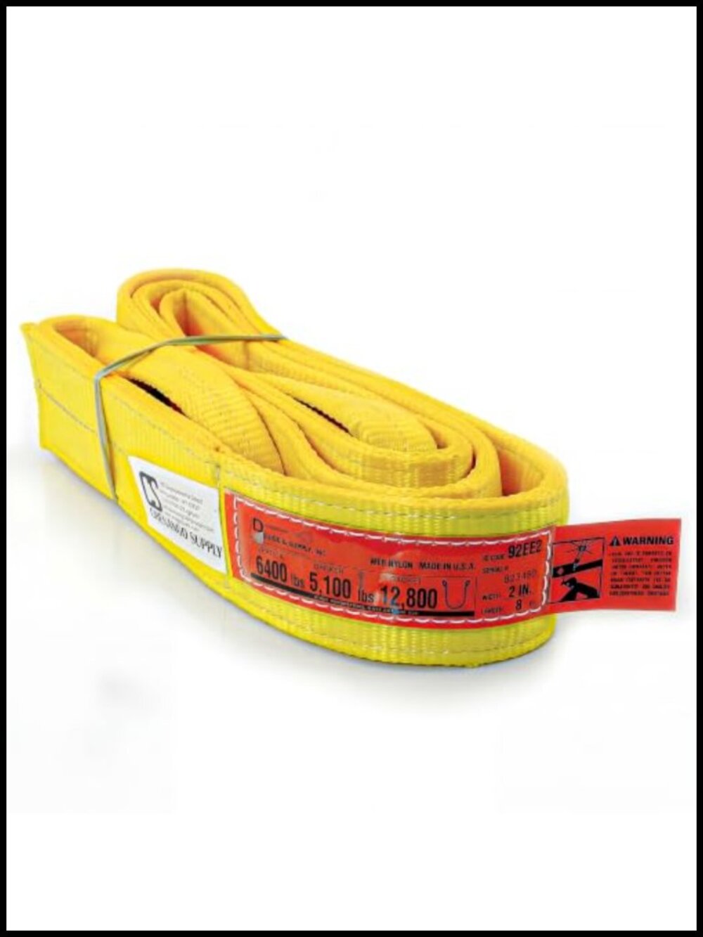 2 Ply Twisted Eye Nylon Lifting Sling 6400 lb Vertical Heavy Duty